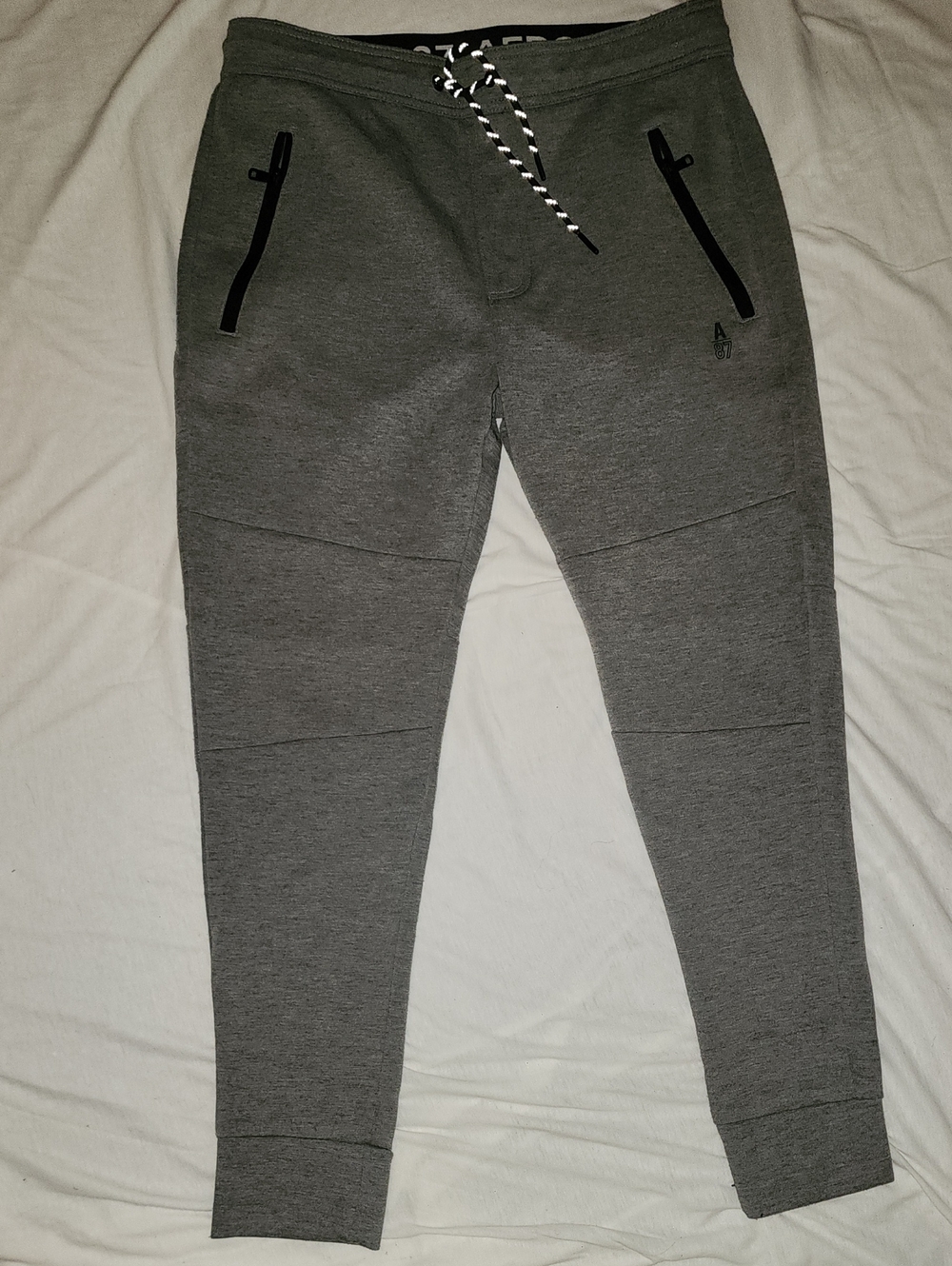 Men's Heather Gray Performance Joggers with Zip Pockets